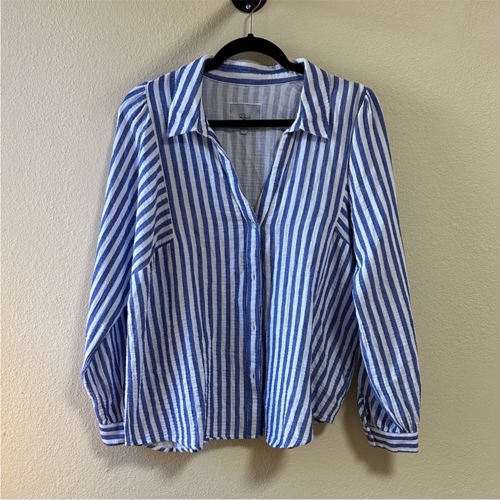 Rails Striped Button-Up Shirt - Light Blue & White